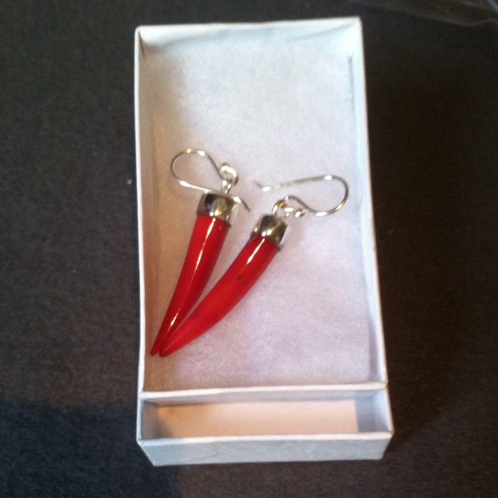 Coral Hot Pepper shaped Earrings